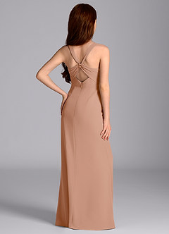 Azazie Mero Junior Champagne Rose Mermaid Pleated Chiffon Dress image2