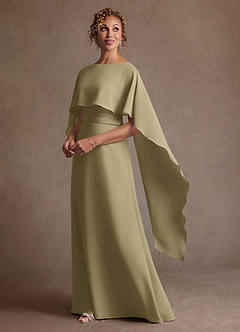 Azazie Marilla Mère de la mariée Robes Robe Trapèze en Mousseline de soie Plissée Vert Mousse image5