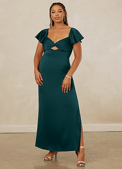Christian Siriano Bridal for Azazie 1005 Robes de demoiselle d'honneur Robe Fourreau en Satin extensible Encolure en Forme de Cœur Vert Pin image9
