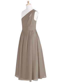 Azazie Molly Junior Abito A-Line in Chiffon Plissettato Taupe image9