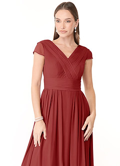 Azazie Organa Bridesmaid Dresses Rust A-Line Pleated Chiffon Dress image5