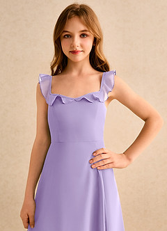 Azazie Chip Girls Formal Flower Girl Dresses Lilac A-Line Sleeveless Chiffon Dress image6