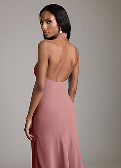 Azazie Lorena Bridesmaid Dresses Desert Rose Mermaid Pleated Chiffon Dress image6