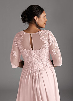 Azazie Mirielle Mother of the Bride Dresses Blushing Pink A-Line Scoop Lace Chiffon Dress image11