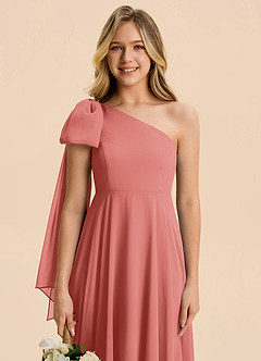Azazie Averie Junior Antique Rose A-Line Pleated Chiffon Dress image4