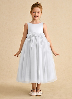 Azazie Lux Flower Girl Dresses White A-Line Beaded Tulle Dress image5