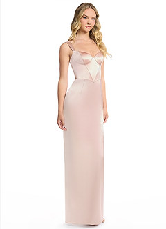 Azazie Alexis Final Sale Dusty Sage Sheath Sweetheart Neckline Metallic Satin Dress image2