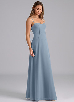 Azazie Valentine Bridesmaid Dresses Dusty Blue A-Line Corset Chiffon Dress image5