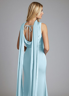 Azazie Tallie 신부 들러리 드레스 인어 주름진 스트레치 새틴 바닥 길이 드레스 image3