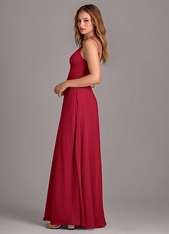 Azazie Amina Bridesmaid Dresses Scarlet A-Line Chiffon Dress image4