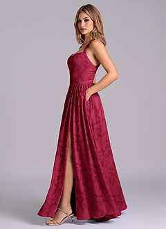 Azazie Francis Jurken voor bruidsmeisjes Jurk van Bloemen Burn-out met A-Lijn Korset Bourgondië image3