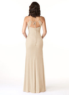 Azazie Reneya Bridesmaid Dresses Champagne Mermaid Bow Mesh Dress image2