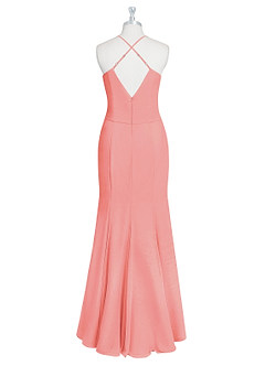 Azazie Carolina Bridesmaid Dresses Coral Mermaid Ruched Chiffon Dress image7