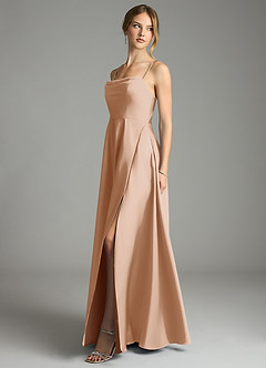 Azazie Elle Bridesmaid Dresses English Rose A-Line Pleated Stretch Satin Dress image3