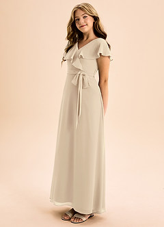 Azazie Lainey Junior Champagne A-Line with Pockets Chiffon Dress image3