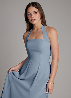 Azazie Irina Vestidos de damas de honor Vestido de Crepúsculo de Gasa de Línea A con Plisado image4
