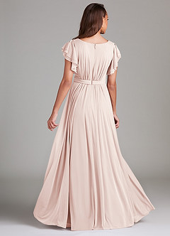 Azazie Daphne Modest Bridesmaid Dresses A-Line Ruched Mesh Floor-Length Dress image2