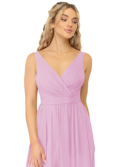 Azazie Kora Bridesmaid Dresses Candy Pink A-Line Pleated Chiffon Dress image6