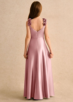 Azazie Rosita Girls Formal vestidos de niña de las flores Vestido Rosa Polvorienta de Satin Mate de Corte en A con Plisado image4