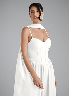 Azazie Alisha Robes de demoiselle d'honneur Robe Trapèze en Mousseline de soie Corset Blanc image7