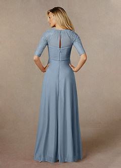 Azazie Raelyn Mother of the Bride Dresses Dusty Blue A-Line Lace Mesh Dress image7
