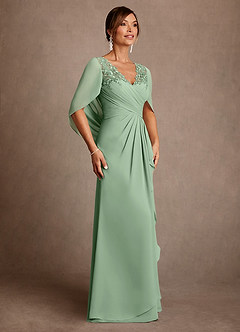 Azazie Santa Clara Mother of the Bride Dresses Matcha A-Line Lace Dress image3