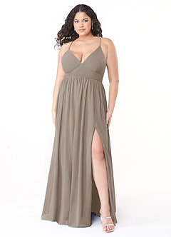 Azazie Aaida Brautjungfernkleider A-Linie Korsett Chiffon Kleid Taupe image7