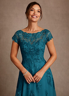 Azazie Jolanda Kleider für die Brautmutter A-Linie Spitze Kleid Tintenblau image5