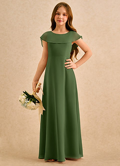 Azazie Kittie Girls Formal Flower Girl Klänningar Klä A-Line i Chiffong image5