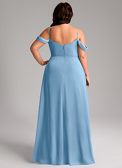 Azazie Marley Bridesmaid Dresses Steel Blue A-Line Off the Shoulder Chiffon Convertible Dress image12