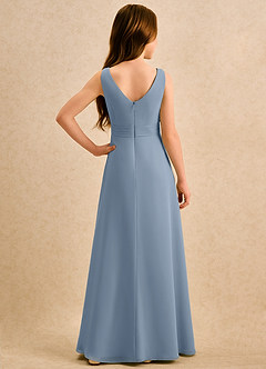 Azazie Chibi Girls Formal Blumenmädchenkleider A-Linie Plissee Chiffon Kleid Staubblau image2