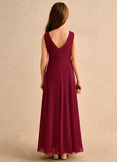 Azazie Wonderland Junior Formal vestidos de niña de las flores Vestido de Borgoña de Gasa de Corte En A con Plisado image2