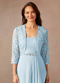 Azazie Ainsling Mother of the Bride Dresses Sky Blue A-Line Square Neckline Lace Chiffon Dress image8