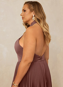 Christian Siriano Bridal for Azazie 1007 Bridesmaid Dresses Espresso A-Line Pleated Stretch Satin Dress image9