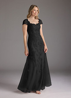 Azazie Marbella vestidos de madre de la novia Vestido de Negro de Encaje de Sirena con Reina Ana Lentejuelas image3