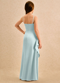 Azazie Cannoli Girls Formal Flower Girl Dresses Mist A-Line Pleated Stretch Satin Dress image2