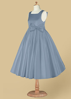 Azazie Bo Peep Flower Girl Dresses A-Line Bow Matte Satin Knee-Length Dress image9
