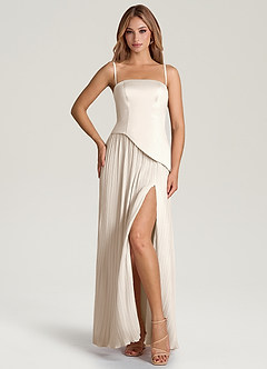 Azazie Tierney Bridesmaid Dresses White Alabaster A-Line Strapless Chiffon Convertible Dress image3