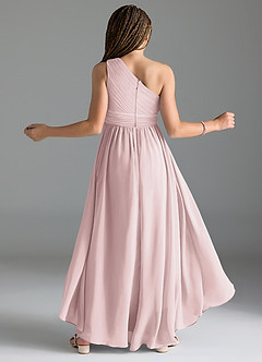 Azazie Mathilda Junior Blushing Pink A-Line Pleated Chiffon Dress image2