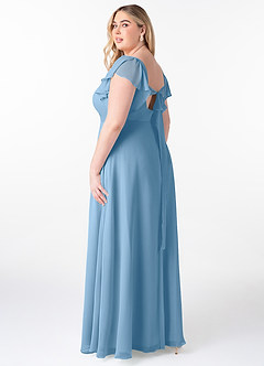 Azazie Syenna Robes de demoiselle d'honneur Robe Trapèze en Mousseline de soie Rayé Acier Bleuté image9