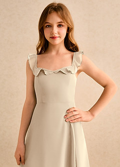 Azazie Chip Girls Formal Flower Girl Dresses Champagne A-Line Sleeveless Chiffon Dress image6