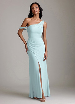 Azazie Madelyn Bridesmaid Dresses Mist Mermaid One Shoulder Chiffon Convertible Dress image1