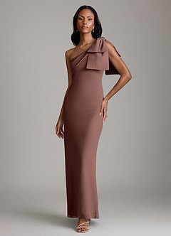 Azazie Yuanna Bridesmaid Dresses Espresso Mermaid One Shoulder Chiffon Dress image1