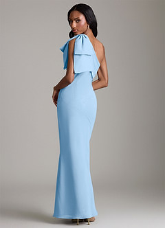 Azazie Yuanna Bridesmaid Dresses Powder Blue Mermaid One Shoulder Chiffon Dress image2