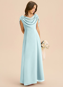 Azazie Lambie Junior Sea Glass A-Line Pleated Chiffon Dress image5