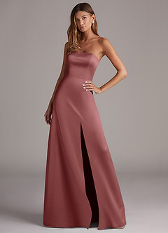 Azazie Wren Bridesmaid Dresses Amethyst A-Line Strapless Stretch Satin Convertible Dress image3