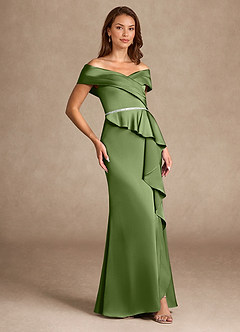Azazie Dareia vestidos de madre de la novia Vestido de Enebro de Satén Elástico de Sirena con Vestidos sin tirantes image4