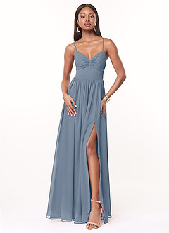 Azazie Zeya Bridesmaid Dresses Twilight A-Line V-Neck Pleated Chiffon Dress image1