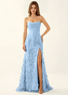 Iliana Sky Blue 3D Flower Beaded Corset Dress image4