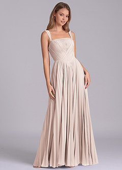 Azazie Mina Vestidos de damas de honor Vestido de Pétalo De Rosa de Gasa de Corte en A con Plisado image5